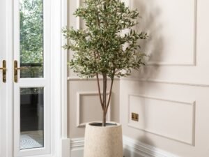 Artificial Olive Tree UV/IFV in Harrith Beige Planter