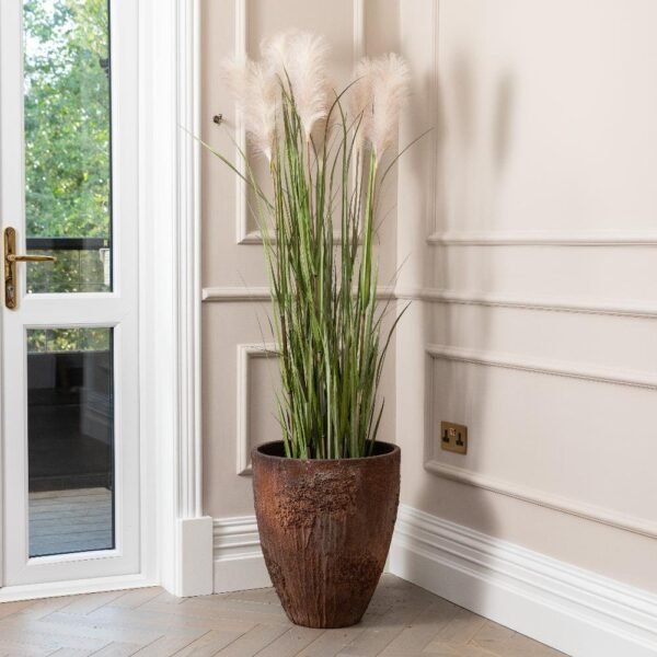 Artificial Pampas Grass In Bernd Imperial Brown Planter - Image 2